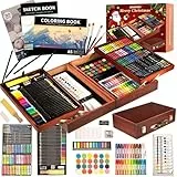 KINSPORY Premium Malkoffer Deluxe 168-teilig Malset für Kinder Anfänger Tolles Buntstifte Set, Wasserfarben, Ölpastellfarbe, zeichenstifte, Bleistifte als Zeichenset Geschenk Kinder