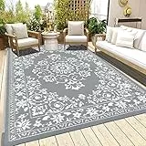 Enyhom Outdoor Teppich 180 x 270 cm Wetterfest Kunststoff Groß RV Camping Außenteppich Wendbarer Picknickdecke Balkon Garten Terrassenteppich für Strand, Wintergarten, Wohnzimmer,RV Camping