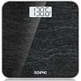 RENPHO Personenwaage, Körperwaage mit Hochpräzisions-Sensoren, Personen Digitalwaage mit Step-On-Technik, Gewichtswaage aus Sicherheitsglas, Marmor