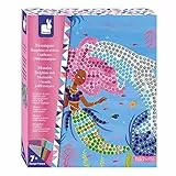 Janod - Mosaik-Set Delfin- und Meerjungfrauen - Les Ateliers du Calme - Set für kreative Freizeitbeschäftigungen für Kinder - Entwicklung von Feinmotorik und Konzentration - Ab 7 Jahren, J07961