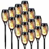 NEXVIN 16 Stück Solarlampen für Außen Garten Solar Fackeln mit Realistischer Flammeneffekt, IP65 Wetterfest Solarleuchten Gartenfackeln Solarfackeln für Außen, Hinterhöfe, Gärten, Rasen Beleuchtung
