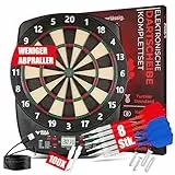 BULL CRAFT Dartscheibe Elektronisch – [ DER TURNIERSTANDARD ] – Profi E Dartscheibe Deutsch - Komplettset inkl. Dartpfeile, Elektronische Dartscheibe - Kabellos Nutzbar - Softdartscheibe