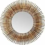 Kare Design Spiegel Sunlight Ø120cm Braun, Wandspiegel, Holz Rahmen, Vintage, leichte Wandmontage, Dekospiegel, Spiegel, runder Wandspiegel,122x122x5cm