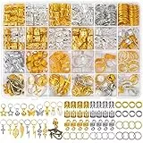 Qinzave 294Stück Haarschmuck für Zöpfe Loc Schmuck für Haar Dreadlocks, Aluminium Gold Silber Haarschmuck Zubehör für Zöpfe, Haar Dekoration mit Manschetten Charms für Zöpfe mit mehreren
