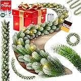 KESSER® Weihnachtsgirlande 10m mit Beleuchtung 200 LEDs - Timer - LED Kette 8 Leuchtmodi - Weihnachtsbeleuchtung - Weihnachtsdeko In & Outdoor - Tannen-Girlande inkl. Fernbedienung