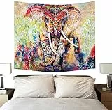 Eleoption Wandteppich Mandala Moderne Tapisserie Yoga Matte Wand Hängende Dekoration für Wohnung Wohnheim Schlafzimmer Wohnzimmer Tisch Couch Cover Square Strandtuch (200 x 150cm, Indien Elefant)