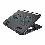 Trust Cyclone Laptop-Kühler Ständer für 16 Zoll Laptops, 8 Verstellbare Stufen, Notebook-Kühlständer, USB-Betrieb Kühlpad mit 2 Lüfter für Notebook, Netbook, MacBook - Schwarz
