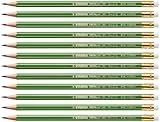 STABILO - Umweltfreundlicher Bleistift mit Radierer - GREENgraph - 12er Pack - Härtegrad HB