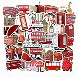 Aufkleber London Bus Rot London Sticker Reise Vsco für Koffer Mac-Notebook Laptop-Aufkleber Aufkleber Flagge Großbritannien England Red Bus