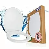 WENKO WC-Sitz Mod. Ostuni, Toilettensitz mit Absenkautomatik, 300 kg Belastung, WC-Deckel mit Easy-Close, für sanftes Deckelschließen, Toilettenbrille aus recyclebarem Thermoplast, 37 x 44,5 cm, Weiß