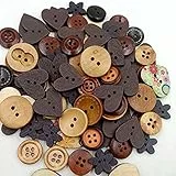Holzknöpfe 2-Löcher Kinderknöpfe Herz Runde Deko-Knöpfe für Nähen Scrapbooking 40g