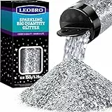 LEOBRO Silberner Glitzer, 150 g, grober Glitzer, Bastelglitzer für Harz, gemischter klobiger Glitzer, metallischer Glitzer zum Basteln, Epoxidharz, Nagel, Bulk Glitter für DIY Tumbler Malerei 0,25