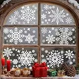 AVAKY Fensterbilder Weihnachten Selbstklebend, 160 Fensterdeko Weihnachten Weihnachts Schneeflocken Fensterbilder Weiß，Fenstersticker Winter Fensteraufkleber Kinder für Weihnachtsdeko Innen Fenster