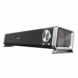 Trust Asto Soundbar 12 W Spitzenleistung (6 W RMS), PC Lautsprecher, USB Betrieb, 3,5 mm AUX Anschluss, Stereo Soundsystem, Computer Boxen für PC, Laptop, Monitor, TV, Musik, Audio - Schwarz