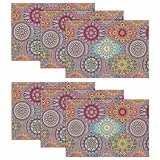 Artoid Mode Boho Vintage Geometrie Marokkanisch Mandala Platzsets 6er Set, 30x45cm Urlaub Bankett Tischsets Waschbar Platzdeckchen Küche Party Deko