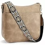 BOSTANTEN Handtasche Damen Mittelgroß Umhängetasche Crossbody Bags Leder Schultertasche für Frauen Shopper Tasche mit Verstellbarem Farbigem Riemen Zimt Hellbraun