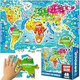 QUOKKA Riesiges Bodenpuzzle ab 3 4 5 Jahren – 48-teilige Puzzle Spiele ab 5 6 Jahre – 60x90 cm Große Spielzeug - XXL Pädagogische Weltkarte Geschenk für Jungen und Mädchen