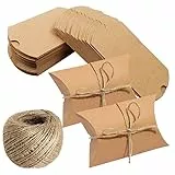 100 STK. Kraftpapier Karton Hochzeit Gastgeschenke Geschenkboxen mit Juteschnur, Kleine Geschenkkartons, Kissen-Kästen, für Weihnachten, Hochzeit