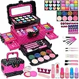 Kinderschminke Set - 57-teiliges Make-Up Set für Mädchen, Schminkkoffer Spielzeug, Halloween Weihnachts Geburtstagsgeschenke für Kinder 4-12 Jahre