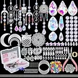 410 Stück Sonnenfänger Kristall Bastelset Erwachsene Eulen DIY Fenster Windspiel Basteln Suncatcher Fensterdeko Anhänger Lichtfänger Prisma für Zuhause Büro Garten Weihnachten Tag Hochzeit