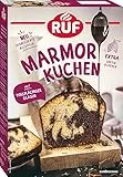 RUF Marmorkuchen, Backmischung für einen Kastenkuchen mit hellem Rührteig, Kakao-Mischung und vollflächiger Schoko-Glasur