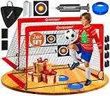 KESSER® Fussballtor 2er Set | Tolles Fußball Geschenk für Kinder, Indoor und Outdoor Garten : Antirutsch - Inkl. Fussball Trainingszubehör: Hütchen, Zielscheibe, Sporttasche, Ballpumpe, Rot