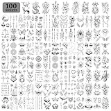 LEADTEAM Tattoos Erwachsene 100 Blätter, Temporäre Tattoos 2 Wochen Wasserdicht Temporary Fake Tattoo Männer Damen, Tatoo Zum Aufkleben Mädchen Frauen Festival Accessoires Karneval Fasching