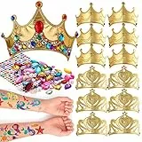 通用 Party-Kronen für Kinder, Diademe, Collagen, Bastelarbeiten, Aktivitäts-Set, Geburtstagsparty, Gastgeschenke (Gold), 12 Stück