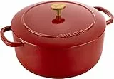 BALLARINI Bellamonte Auflaufform, Bräter, Dutch Oven, Emailliertes Gusseisen, Rund, 24cm, 4,0 L, Rot