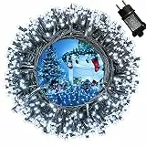 Moxled Lichterkette Weihnachtsbaum - 35M 350 LED Weiß Lichterkette Außen Strom mit Timer Speicherfunktion, Grünes Kabel, Wasserdicht 12 Modi Weihnachtsbeleuchtung für Garten Weihnachtsdeko