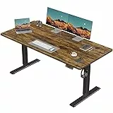 TRIUMPHKEY Höhenverstellbarer Schreibtisch 130 x 60 cm, Schreibtisch Höhenverstellbar Elektrisch, Ergonomischer Steh-Sitz Tisch Computertisch für Home Office, Braun
