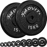 MOVIT® Hantelscheiben Set PRO, 100% Gusseisen, 30/31 mm Bohrung, Gewichtsscheiben Set Gewichte Hantel 2x 15,0kg