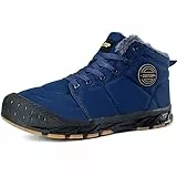 DAZFE Winterschuhe Herren Gefüttert - Winterstiefel Herren Schneestiefel Schneeschuhe Winterschuhe Gefüttert Barfußschuhe Winter Outdoor Bequem Rutschfeste (Blau 41EU)