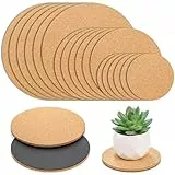 WUWEOT 18 Pack Kork Pflanze Untersetzer, 10/15/20 cm Runde Pflanze Matte Bulk, 0,5cm Dicke weiche Kork Untersetzer für Garten, Hof, Topf Matte, Indoor Outdoor und DIY Craft Project