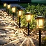 Solpex Solarlampen für Außen, 6 Stück LED Solarleuchten Garten Deko, wasserdichte solarbetriebene Wegbeleuchtung für Garten, Terrasse, Landschaft, Gehweg, Warmweiß