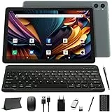 2025 Neueste 5G WLAN Android 14 Tablet 10 Zoll,128GB ROM (1TB TF),Octa-Core,1080FHD,| Google GMS-Zertifizierung| 8+13 MP | 1.8GHz | 7000 mAh | Tablet mit Tastatur Maus Stift, 2 Jahre Garantie-(Grau)