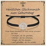 J.Endéar Lebensbaum Armband Geburtstagsgeschenk | 925 Sterling Silber und Zirkonia mit Geflochtener Kordel | Motivationsgeschenk für Damen Mädchen