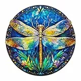 Jigfoxy Holzpuzzle Erwachsene, Libelle Holz Puzzle Erwachsen, einzigartiges Holzpuzzle in Tierform, Familie und Freunde L-34 * 34cmm-295pcs