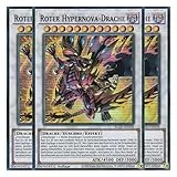 BLZD-DE038 - Roter Hypernova-Drache - Super Rare - Deutsch - 1. Auflage - Blazing Dominion - Playset (3 Kopien) - Yu-Gi-Oh! - mit LMS Trading Fieldcenter Karte