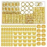 Firtink 110 Stück Dreadlocks Schmuck, Haarschmuck Ringe Verstellbar Metall Haarschmuck Sliber Braids Schmuck Haar Schmuck mit Aufbewahrungsbox Aluminium Haarringe, für Zöpfe Dekoration(Gold)