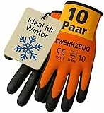 ZWERKZEUG 10 Paar Warme Arbeitshandschuhe für kalte Tage - Winter Bauhandschuhe mit Latex-Beschichtung - Thermo-arbeitshandschuhe Abriebfest - Herren Sicherheitshandschuhe (Thermo, 10-XL)