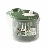 Snips, Salatwäscher, Salatschleuder mit Deckel, 3 L, Salatschleuder mit herusnehmbaren Innenkorb, 19,5 x 26,5 x 19 cm, Salatwäscher mit Seitengriff, Grün und Weiß, Hergestellt in Italien