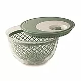 Snips, Spin and Serve - Salatschleuder, 4 l, 27 x 27 x 15 cm, Salatwascher und Schleuder in Grün & Weiß, Made in Italy