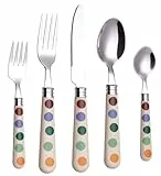 EXZACT Besteckset 20-teilig mit Polka Dots, Spiegelpolierter Edelstahl, Service für 4 inklusive: Tafelmesser, Gabeln, Salatgabeln, Esslöffel & Teelöffel – Spülmaschinenfest