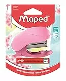 Maped - Vivo Mini-Heftgerät in Pastellrosa mit 400 Heftklammern 26/6 – Körper aus recyceltem Material – integrierter Heftentferner – kompatibel mit 24/6 und 26/6 – bindet bis zu 15 Blatt