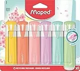 Maped - Textmarker, Leuchtmarker FLUO PEPS PASTELL - x6 Marker - in den trendigen Pastell-Tönen