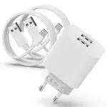 2 Port USB iPhone Ladegerät mit 2er Pack iPhone Ladekabel 2M