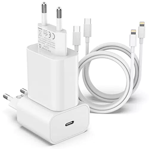 4er-Pack Schnellladegerät für 20W USB C Ladegerät mit iPhone Ladekabel 2M