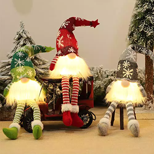 ACAREY Weihnachtsdeko 3 Stück Weihnachtswichtel Beleuchtet Deko Figuren