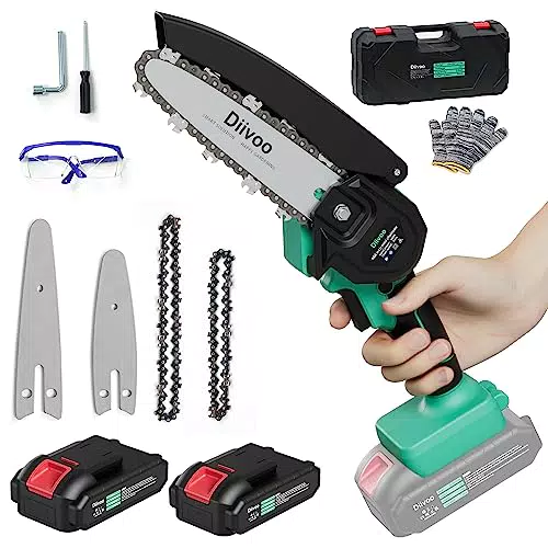 Akku Kettensäge 6 & 4 Zoll, Diivoo 24V Mini Kettensäge mit Akku 2000mAh